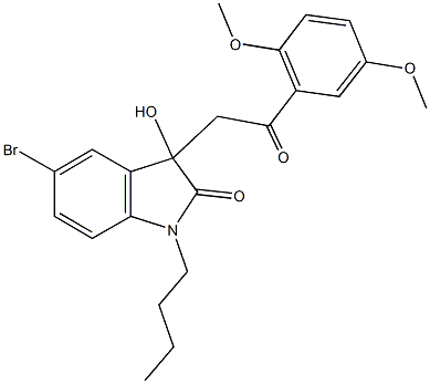 5-bromo-1-butyl-3-[2-(2,5-dimethoxyphenyl)-2-oxoethyl]-3-hydroxy-1,3-dihydro-2H-indol-2-one Structure