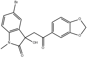 3-[2-(1,3-benzodioxol-5-yl)-2-oxoethyl]-5-bromo-3-hydroxy-1-methyl-1,3-dihydro-2H-indol-2-one 구조식 이미지