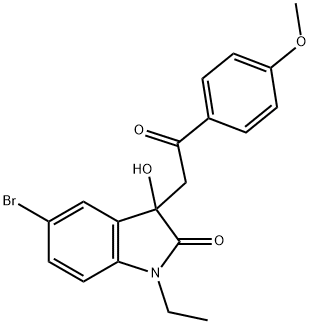 5-bromo-1-ethyl-3-hydroxy-3-[2-(4-methoxyphenyl)-2-oxoethyl]-1,3-dihydro-2H-indol-2-one Structure