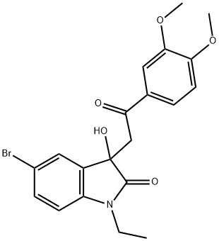 5-bromo-3-[2-(3,4-dimethoxyphenyl)-2-oxoethyl]-1-ethyl-3-hydroxy-1,3-dihydro-2H-indol-2-one 구조식 이미지