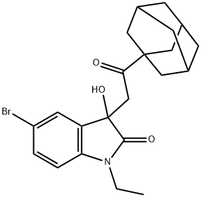 3-[2-(1-adamantyl)-2-oxoethyl]-5-bromo-1-ethyl-3-hydroxy-1,3-dihydro-2H-indol-2-one 구조식 이미지