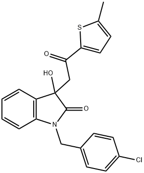 1-(4-chlorobenzyl)-3-hydroxy-3-[2-(5-methyl-2-thienyl)-2-oxoethyl]-1,3-dihydro-2H-indol-2-one 구조식 이미지