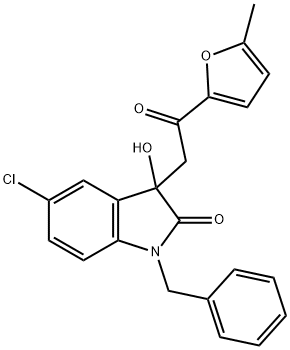 1-benzyl-5-chloro-3-hydroxy-3-[2-(5-methyl-2-furyl)-2-oxoethyl]-1,3-dihydro-2H-indol-2-one Structure