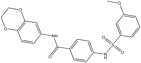 N-(2,3-dihydro-1,4-benzodioxin-6-yl)-4-{[(3-methoxyphenyl)sulfonyl]amino}benzamide 구조식 이미지