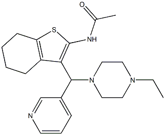 N-{3-[(4-ethyl-1-piperazinyl)(3-pyridinyl)methyl]-4,5,6,7-tetrahydro-1-benzothien-2-yl}acetamide 구조식 이미지