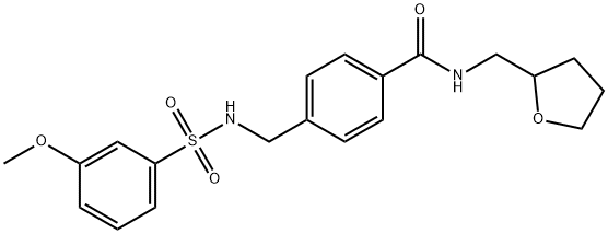 4-({[(3-methoxyphenyl)sulfonyl]amino}methyl)-N-(tetrahydro-2-furanylmethyl)benzamide 구조식 이미지