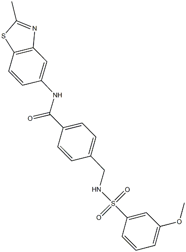 4-({[(3-methoxyphenyl)sulfonyl]amino}methyl)-N-(2-methyl-1,3-benzothiazol-5-yl)benzamide 구조식 이미지