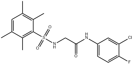 N-(3-chloro-4-fluorophenyl)-2-{[(2,3,5,6-tetramethylphenyl)sulfonyl]amino}acetamide 구조식 이미지