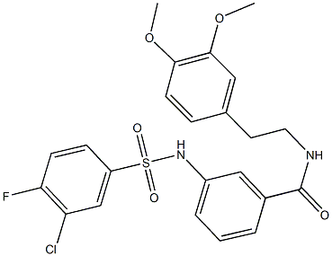 3-{[(3-chloro-4-fluorophenyl)sulfonyl]amino}-N-[2-(3,4-dimethoxyphenyl)ethyl]benzamide Structure