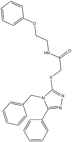 2-[(4-benzyl-5-phenyl-4H-1,2,4-triazol-3-yl)sulfanyl]-N-(2-phenoxyethyl)acetamide 구조식 이미지