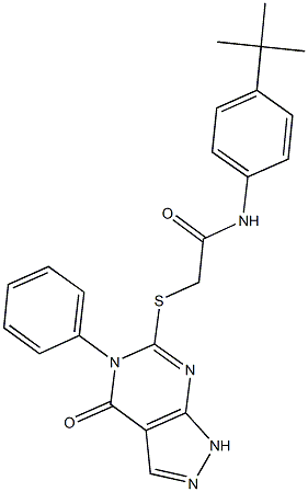 N-(4-tert-butylphenyl)-2-[(4-oxo-5-phenyl-4,5-dihydro-1H-pyrazolo[3,4-d]pyrimidin-6-yl)sulfanyl]acetamide 구조식 이미지