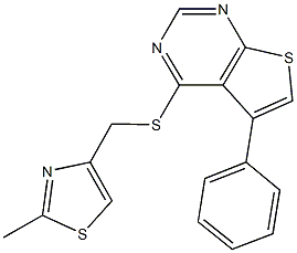 (2-methyl-1,3-thiazol-4-yl)methyl 5-phenylthieno[2,3-d]pyrimidin-4-yl sulfide 구조식 이미지