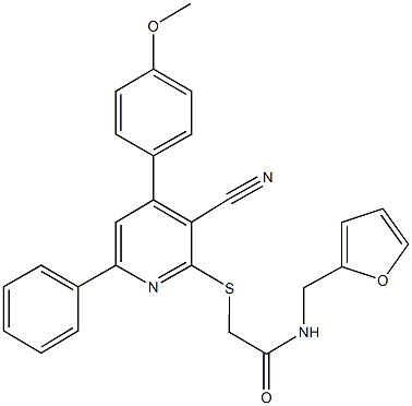2-{[3-cyano-4-(4-methoxyphenyl)-6-phenyl-2-pyridinyl]sulfanyl}-N-(2-furylmethyl)acetamide Structure