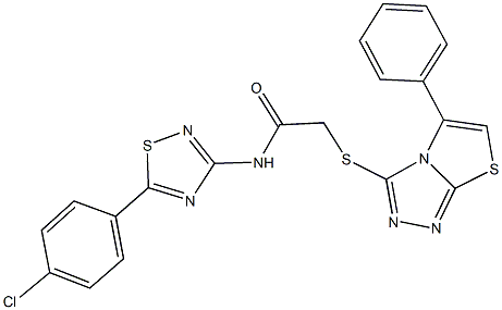 N-[5-(4-chlorophenyl)-1,2,4-thiadiazol-3-yl]-2-[(5-phenyl[1,3]thiazolo[2,3-c][1,2,4]triazol-3-yl)sulfanyl]acetamide 구조식 이미지