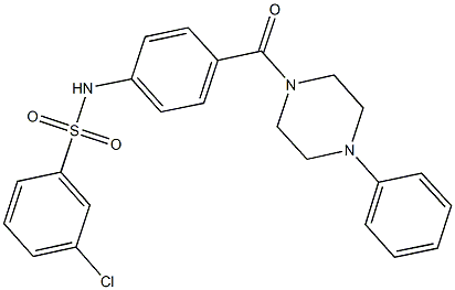 3-chloro-N-{4-[(4-phenyl-1-piperazinyl)carbonyl]phenyl}benzenesulfonamide 구조식 이미지