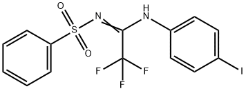 N-[2,2,2-trifluoro-N-(4-iodophenyl)ethanimidoyl]benzenesulfonamide 구조식 이미지