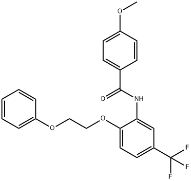 4-methoxy-N-[2-(2-phenoxyethoxy)-5-(trifluoromethyl)phenyl]benzamide 구조식 이미지