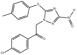 1-(4-chlorophenyl)-2-{3-nitro-5-[(4-methylphenyl)sulfanyl]-1H-1,2,4-triazol-1-yl}ethanone 구조식 이미지