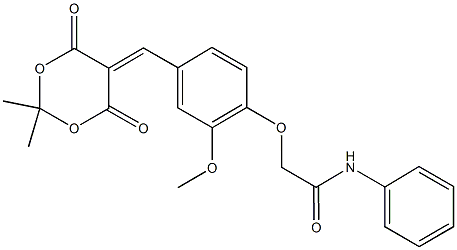 2-{4-[(2,2-dimethyl-4,6-dioxo-1,3-dioxan-5-ylidene)methyl]-2-methoxyphenoxy}-N-phenylacetamide Structure
