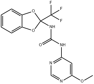 N-(6-methoxy-4-pyrimidinyl)-N'-[2-(trifluoromethyl)-1,3-benzodioxol-2-yl]urea Structure