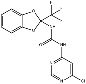 N-(6-chloro-4-pyrimidinyl)-N'-[2-(trifluoromethyl)-1,3-benzodioxol-2-yl]urea 구조식 이미지