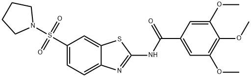 3,4,5-trimethoxy-N-[6-(1-pyrrolidinylsulfonyl)-1,3-benzothiazol-2-yl]benzamide 구조식 이미지