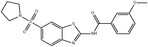 3-methoxy-N-[6-(1-pyrrolidinylsulfonyl)-1,3-benzothiazol-2-yl]benzamide 구조식 이미지