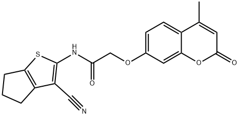 N-(3-cyano-5,6-dihydro-4H-cyclopenta[b]thien-2-yl)-2-[(4-methyl-2-oxo-2H-chromen-7-yl)oxy]acetamide Structure