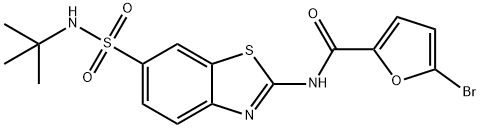 5-bromo-N-{6-[(tert-butylamino)sulfonyl]-1,3-benzothiazol-2-yl}-2-furamide 구조식 이미지