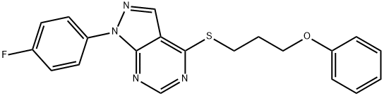 3-{[1-(4-fluorophenyl)-1H-pyrazolo[3,4-d]pyrimidin-4-yl]sulfanyl}propyl phenyl ether 구조식 이미지