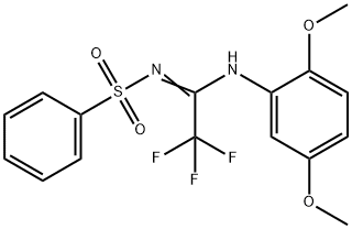 N-[N-(2,5-dimethoxyphenyl)-2,2,2-trifluoroethanimidoyl]benzenesulfonamide Structure