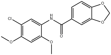 N-(5-chloro-2,4-dimethoxyphenyl)-1,3-benzodioxole-5-carboxamide 구조식 이미지