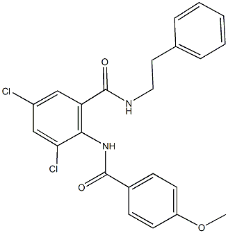 3,5-dichloro-2-[(4-methoxybenzoyl)amino]-N-(2-phenylethyl)benzamide 구조식 이미지