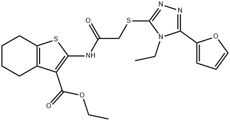 ethyl 2-[({[4-ethyl-5-(2-furyl)-4H-1,2,4-triazol-3-yl]sulfanyl}acetyl)amino]-4,5,6,7-tetrahydro-1-benzothiophene-3-carboxylate Structure