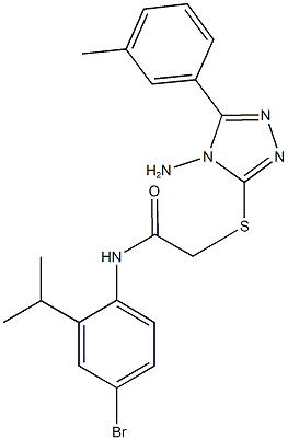 2-{[4-amino-5-(3-methylphenyl)-4H-1,2,4-triazol-3-yl]sulfanyl}-N-(4-bromo-2-isopropylphenyl)acetamide 구조식 이미지