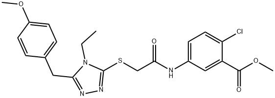 methyl 2-chloro-5-[({[4-ethyl-5-(4-methoxybenzyl)-4H-1,2,4-triazol-3-yl]sulfanyl}acetyl)amino]benzoate 구조식 이미지