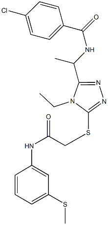 4-chloro-N-{1-[4-ethyl-5-({2-[3-(methylsulfanyl)anilino]-2-oxoethyl}sulfanyl)-4H-1,2,4-triazol-3-yl]ethyl}benzamide Structure
