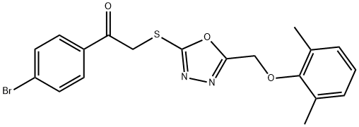 1-(4-bromophenyl)-2-({5-[(2,6-dimethylphenoxy)methyl]-1,3,4-oxadiazol-2-yl}sulfanyl)ethanone 구조식 이미지