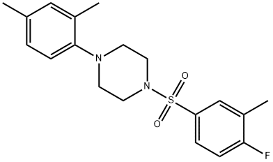 1-(2,4-dimethylphenyl)-4-[(4-fluoro-3-methylphenyl)sulfonyl]piperazine Structure