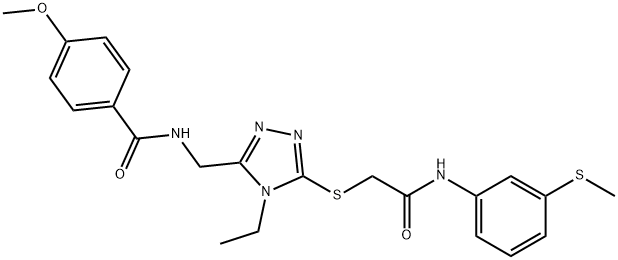 N-{[4-ethyl-5-({2-[3-(methylsulfanyl)anilino]-2-oxoethyl}sulfanyl)-4H-1,2,4-triazol-3-yl]methyl}-4-methoxybenzamide 구조식 이미지