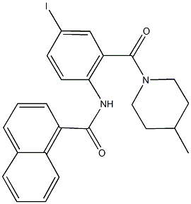 N-{4-iodo-2-[(4-methyl-1-piperidinyl)carbonyl]phenyl}-1-naphthamide 구조식 이미지