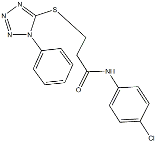 N-(4-chlorophenyl)-3-[(1-phenyl-1H-tetraazol-5-yl)sulfanyl]propanamide 구조식 이미지