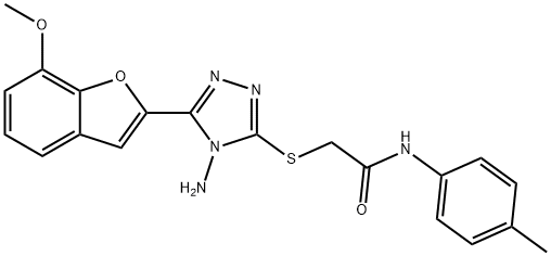 2-{[4-amino-5-(7-methoxy-1-benzofuran-2-yl)-4H-1,2,4-triazol-3-yl]sulfanyl}-N-(4-methylphenyl)acetamide 구조식 이미지