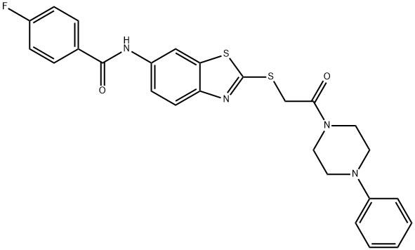 4-fluoro-N-(2-{[2-oxo-2-(4-phenyl-1-piperazinyl)ethyl]sulfanyl}-1,3-benzothiazol-6-yl)benzamide Structure