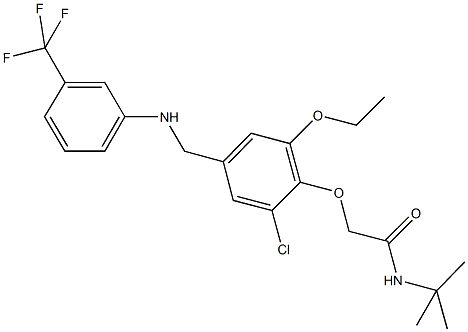 N-(tert-butyl)-2-(2-chloro-6-ethoxy-4-{[3-(trifluoromethyl)anilino]methyl}phenoxy)acetamide 구조식 이미지