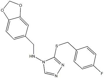 N-(1,3-benzodioxol-5-ylmethyl)-N-{3-[(4-fluorobenzyl)sulfanyl]-4H-1,2,4-triazol-4-yl}amine 구조식 이미지