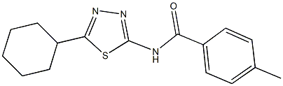 N-(5-cyclohexyl-1,3,4-thiadiazol-2-yl)-4-methylbenzamide 구조식 이미지