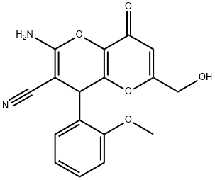 2-amino-6-(hydroxymethyl)-4-(2-methoxyphenyl)-8-oxo-4,8-dihydropyrano[3,2-b]pyran-3-carbonitrile Structure