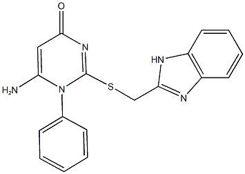 6-amino-2-[(1H-benzimidazol-2-ylmethyl)sulfanyl]-1-phenyl-4(1H)-pyrimidinone Structure