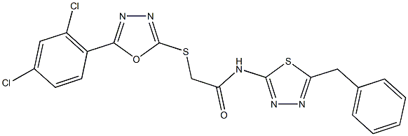 N-(5-benzyl-1,3,4-thiadiazol-2-yl)-2-{[5-(2,4-dichlorophenyl)-1,3,4-oxadiazol-2-yl]sulfanyl}acetamide Structure